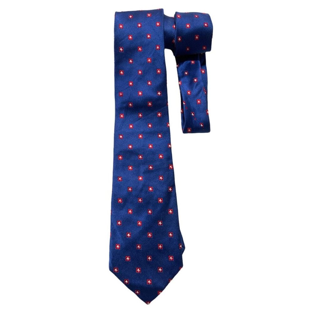 ALTEA MILANO SARTORIA Blue Geometric Silk Tie HANDMADE ITALY 62"/ 3.2" EC